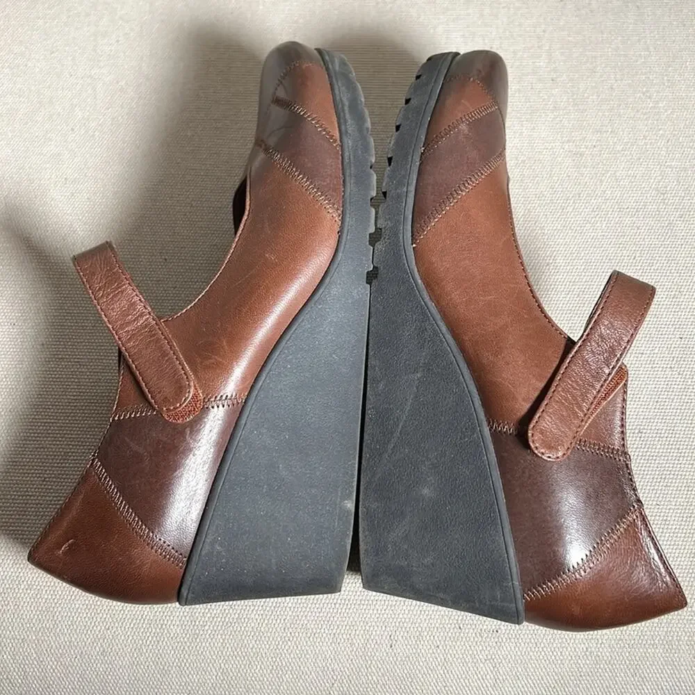 Abeo Ginger brown 2-tone leather Mary Jane wedge shoes academia 8.5 narrow - Picture 10 of 11
